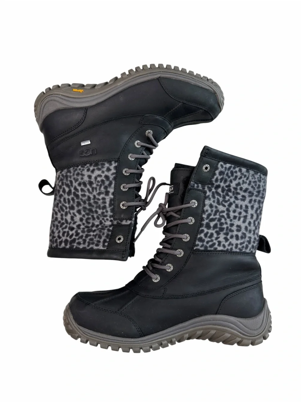 Ugg Adirondack II Exotic Waterproof Black Leopard Print Size 11
